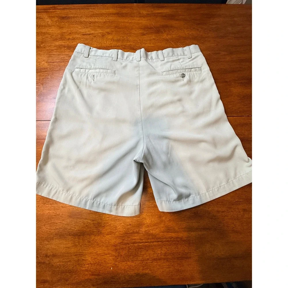 Mens Tencel Golf Pleated Front Shorts Tan Size 34‎ Summer Classic Work Chino